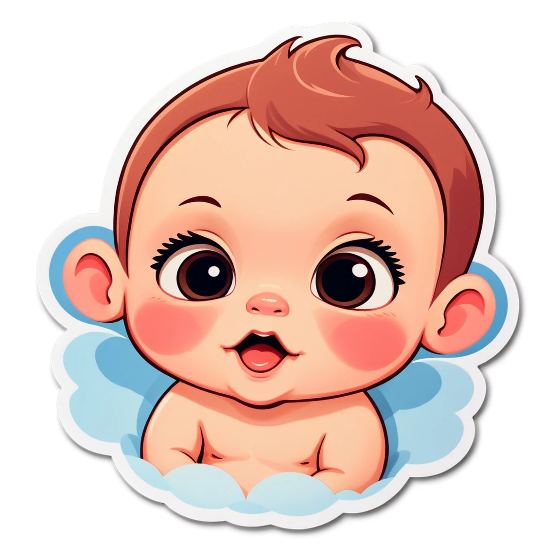 Baby with rosy cheeks, baby sticker, cute baby face