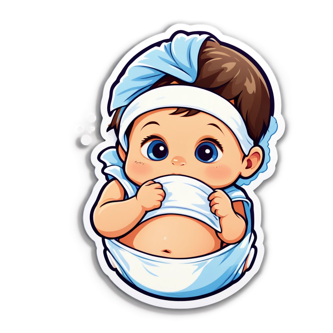 Baby wearing a diaper, baby sticker, newborn sticker