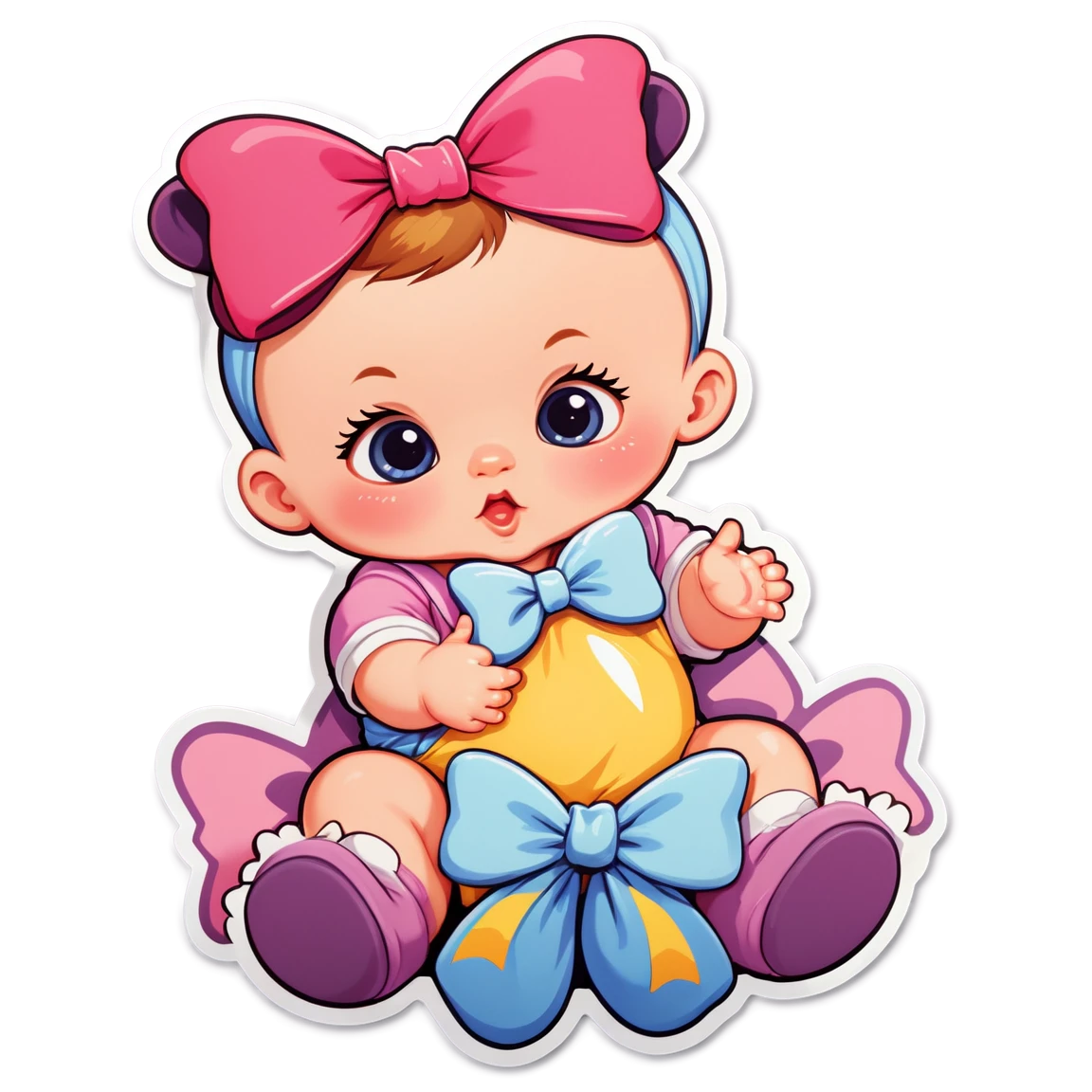 Baby with a bow, baby sticker, pretty baby sticker