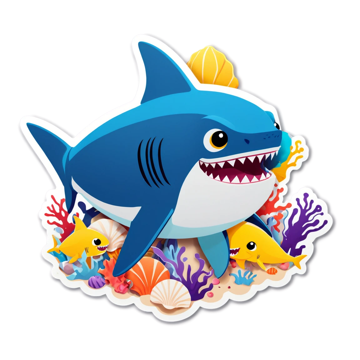 Baby Shark with shells, Baby Shark sticker