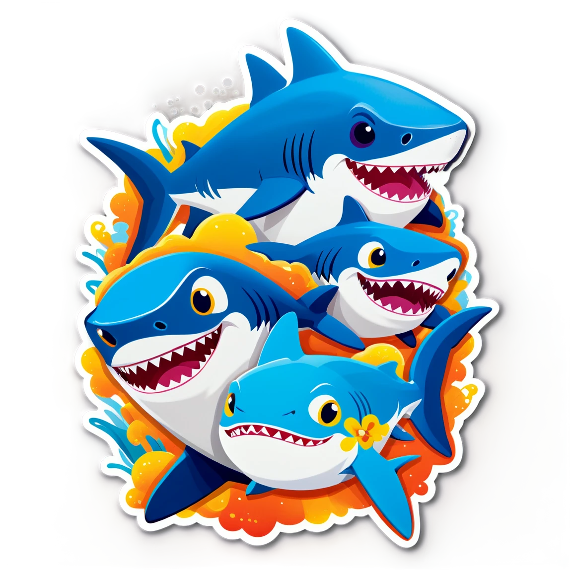 Baby Shark with family, Baby Shark sticker