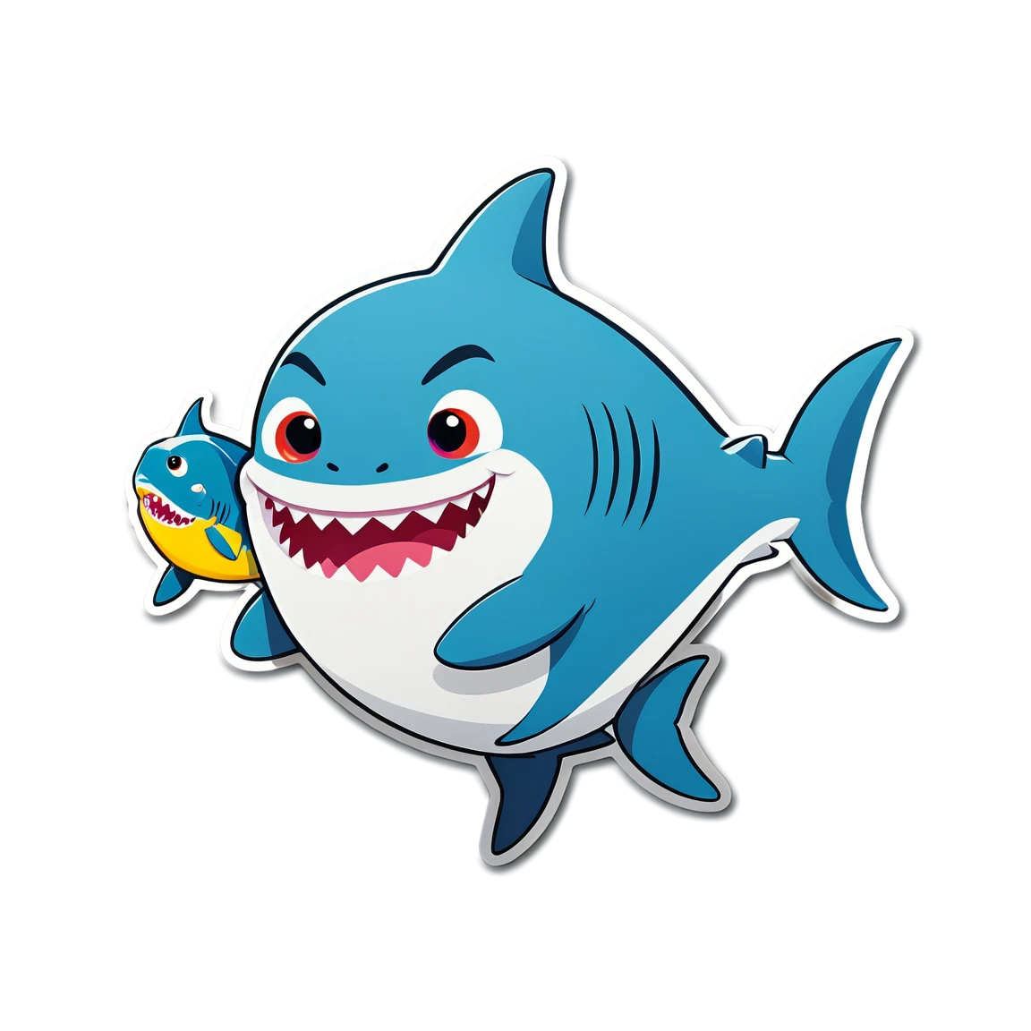 Baby Shark holding a fish, Baby Shark sticker