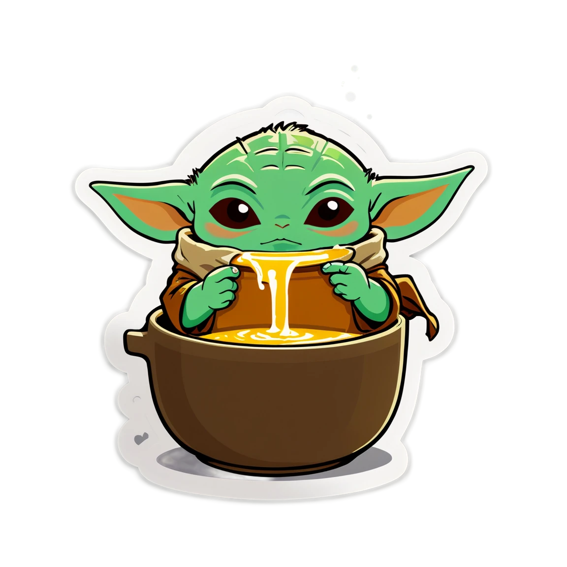 Baby Yoda sipping soup, Baby Yoda sticker