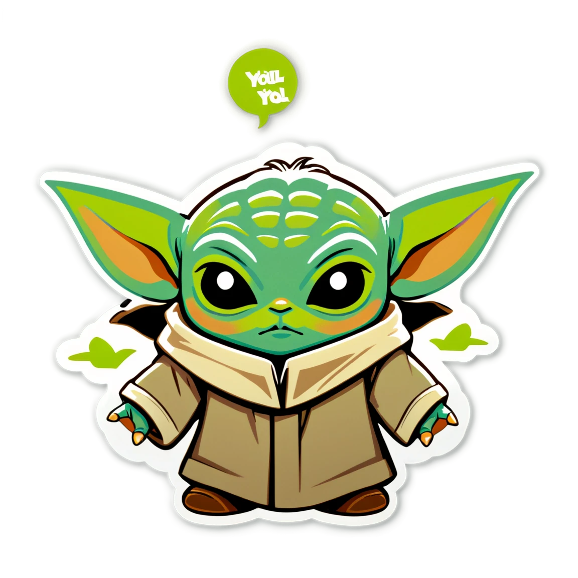 Baby Yoda with big ears, Baby Yoda sticker