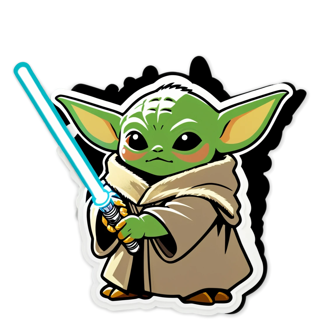 Baby Yoda with a lightsaber, Baby Yoda sticker