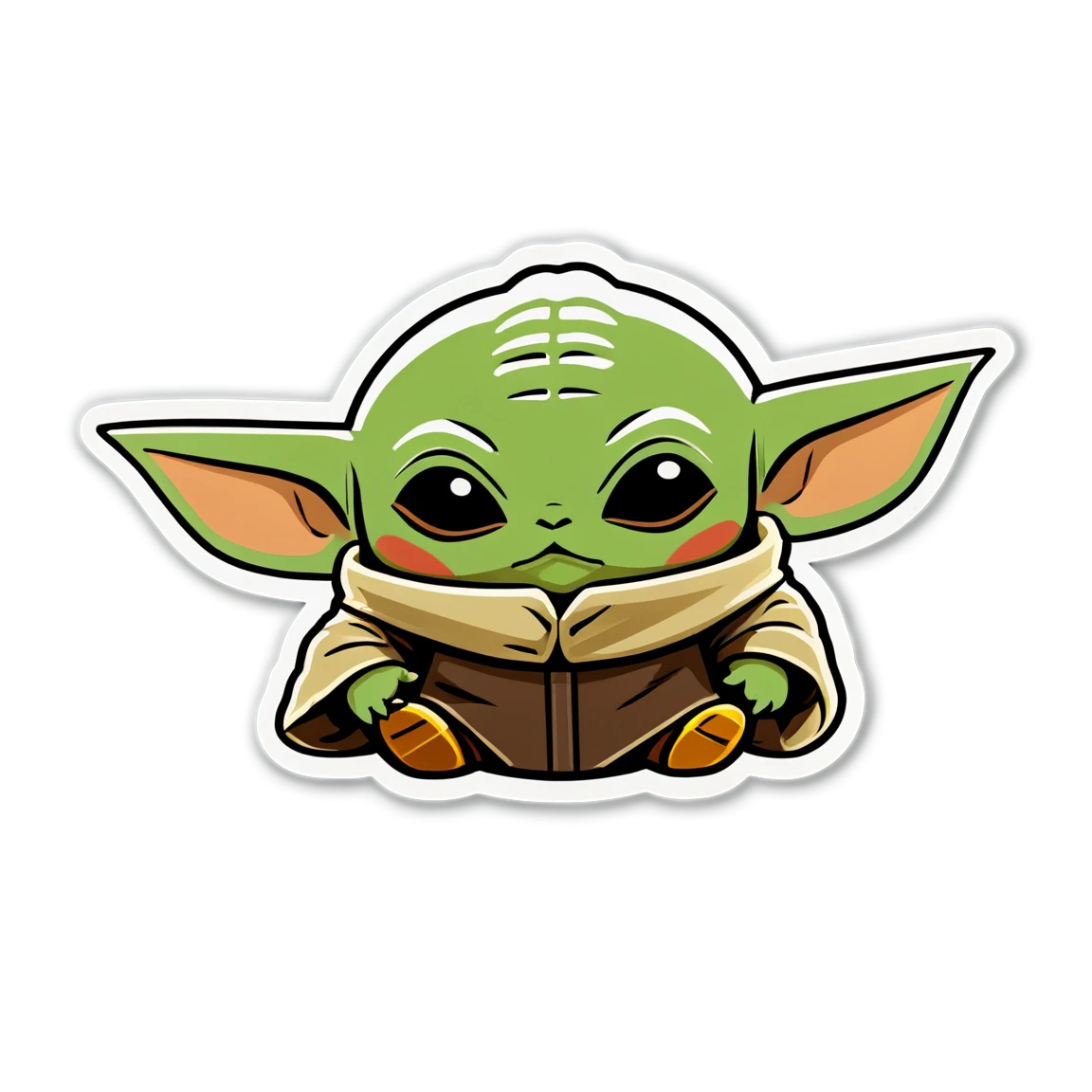 Baby Yoda with Mandalorian helmet, Baby Yoda sticker