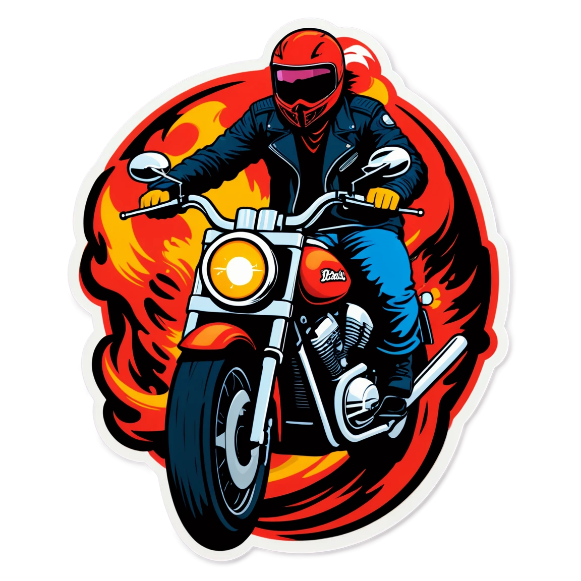 Badass riding motorcycle, toughness sticker, badass sticker