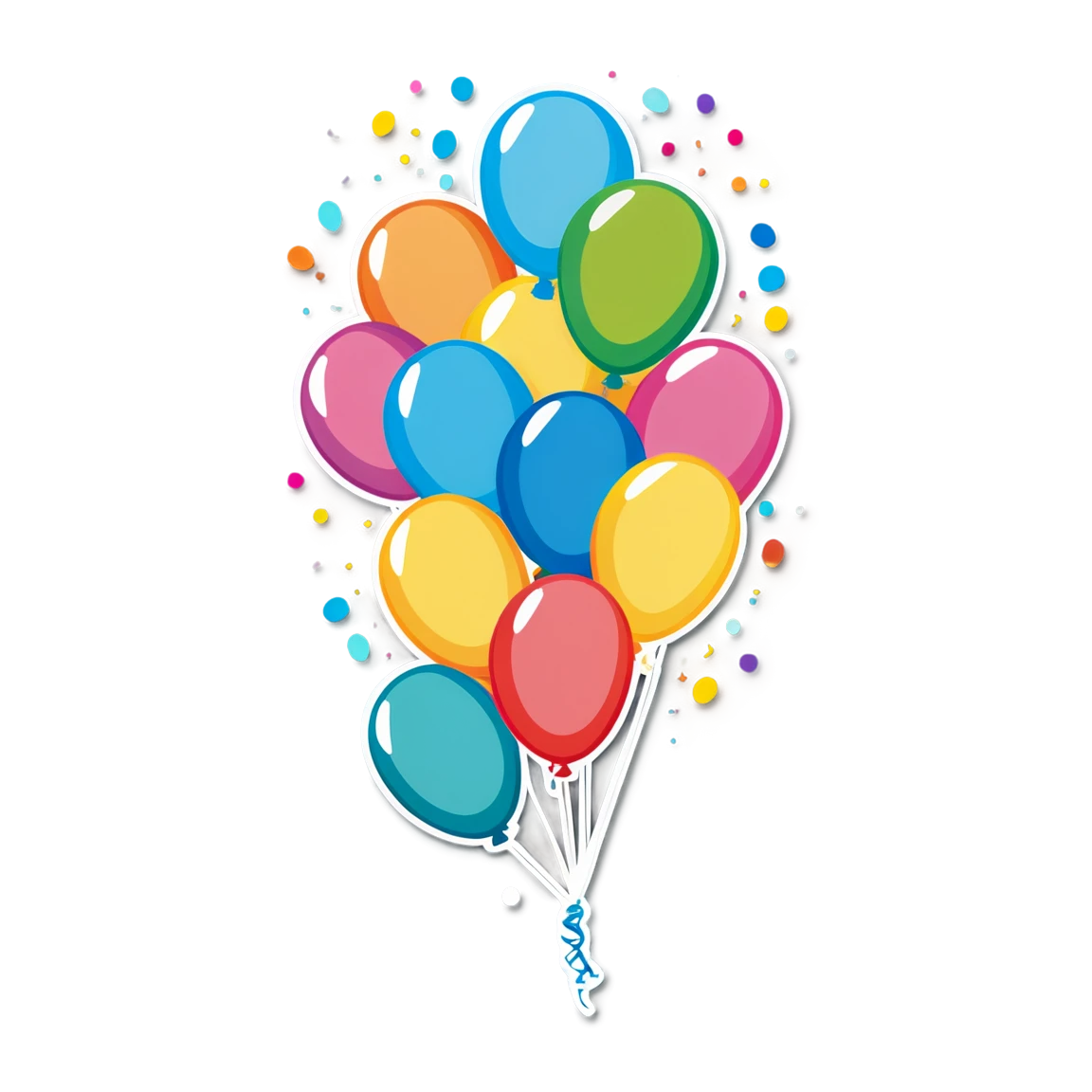 Balloons with confetti, balloon sticker