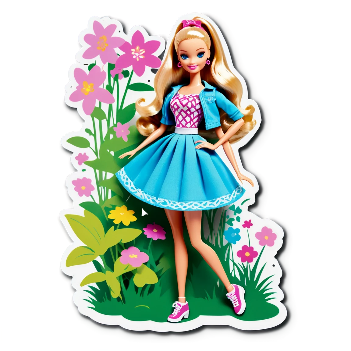 Barbie doll sticker, barbie garden, barbie sticker