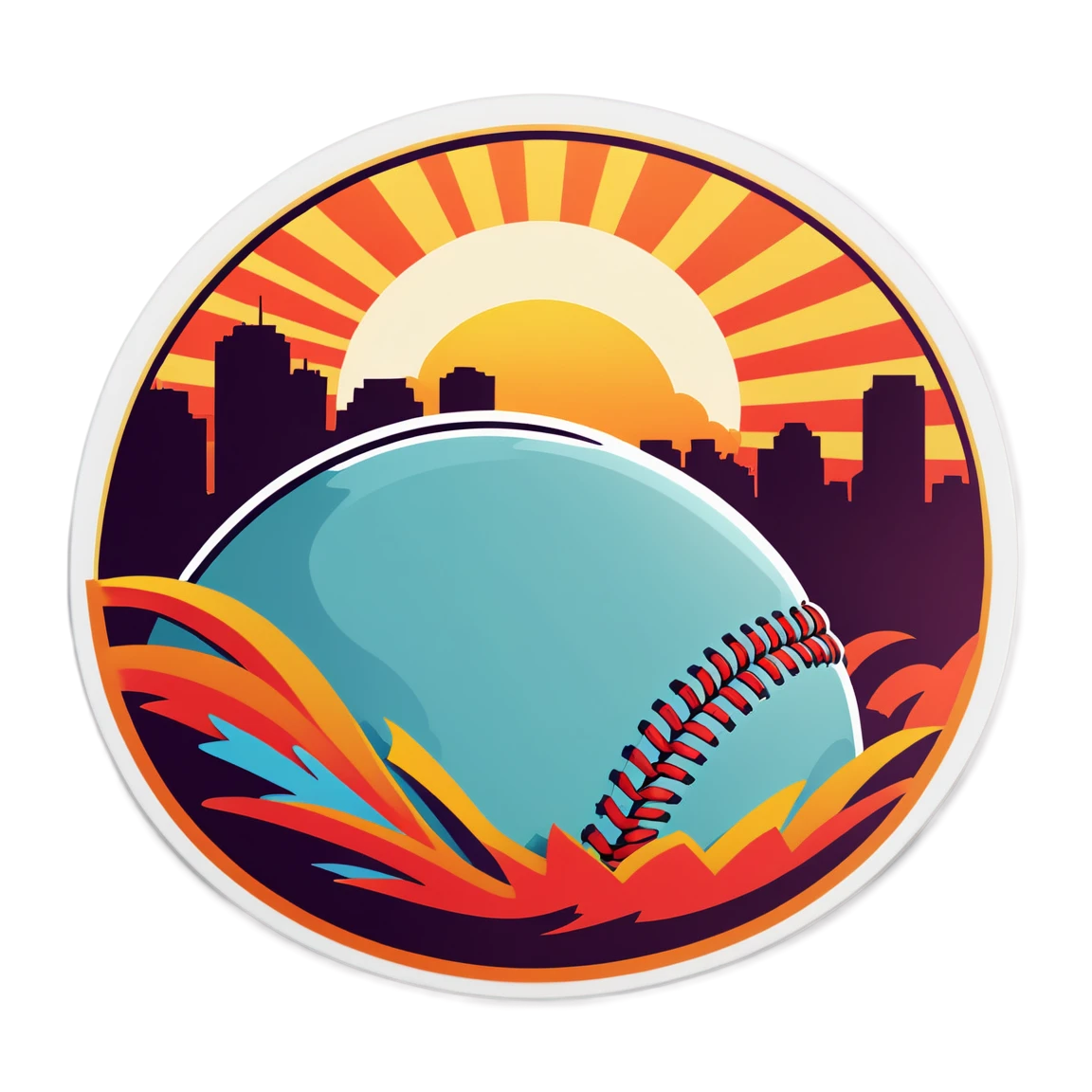 Baseball ball sticker, baseball sticker