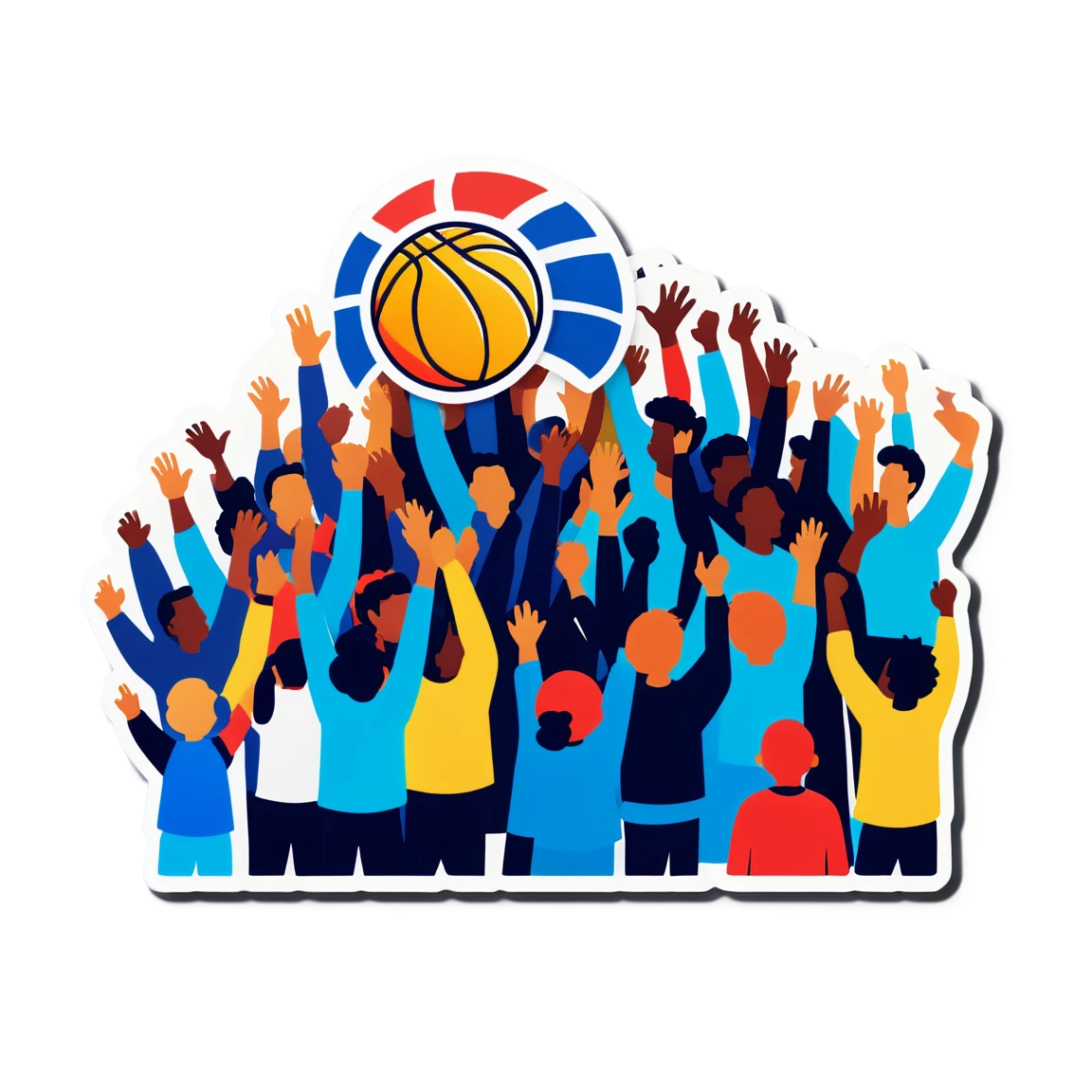 Basketball sticker with a cheering crowd