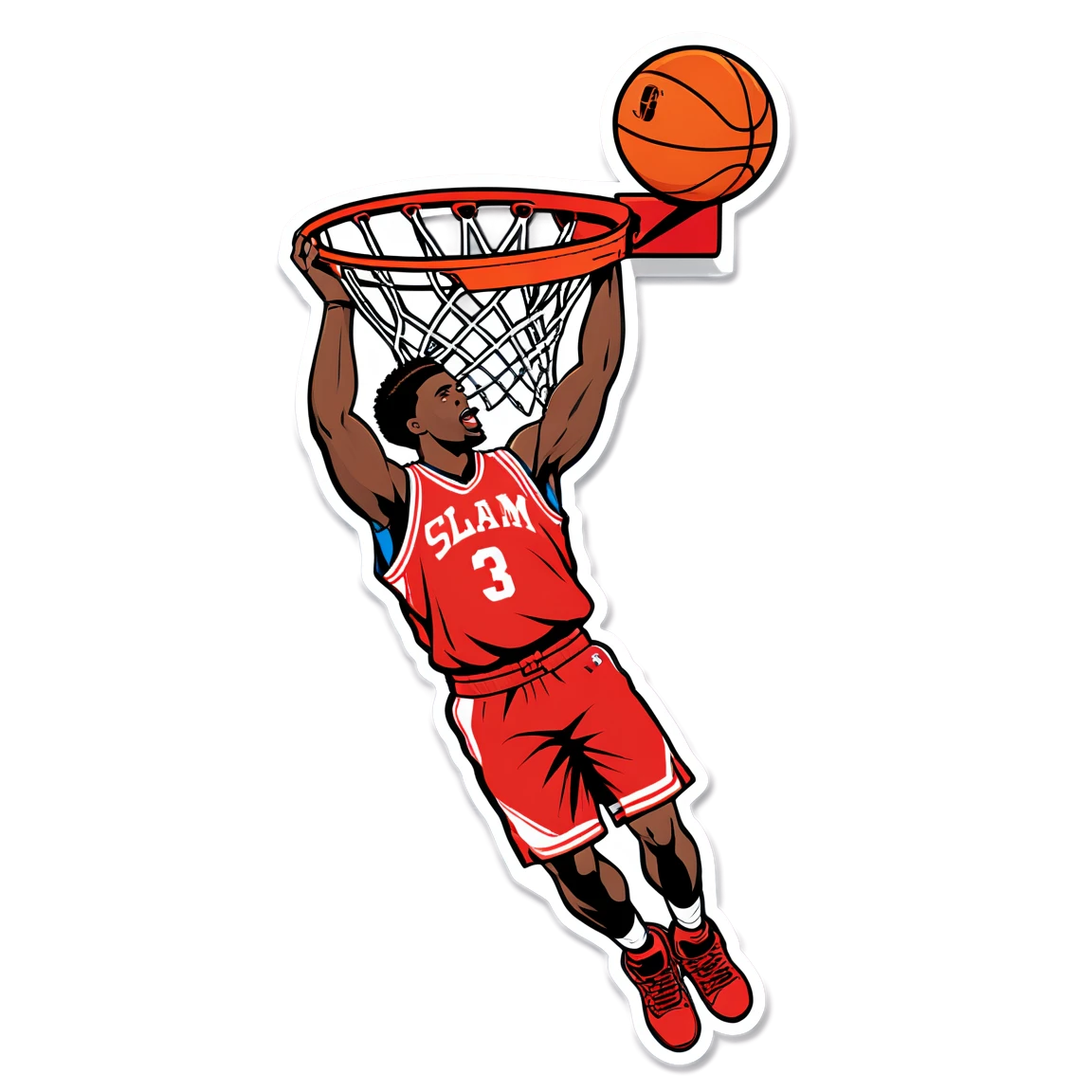 Basketball sticker with a slam dunk