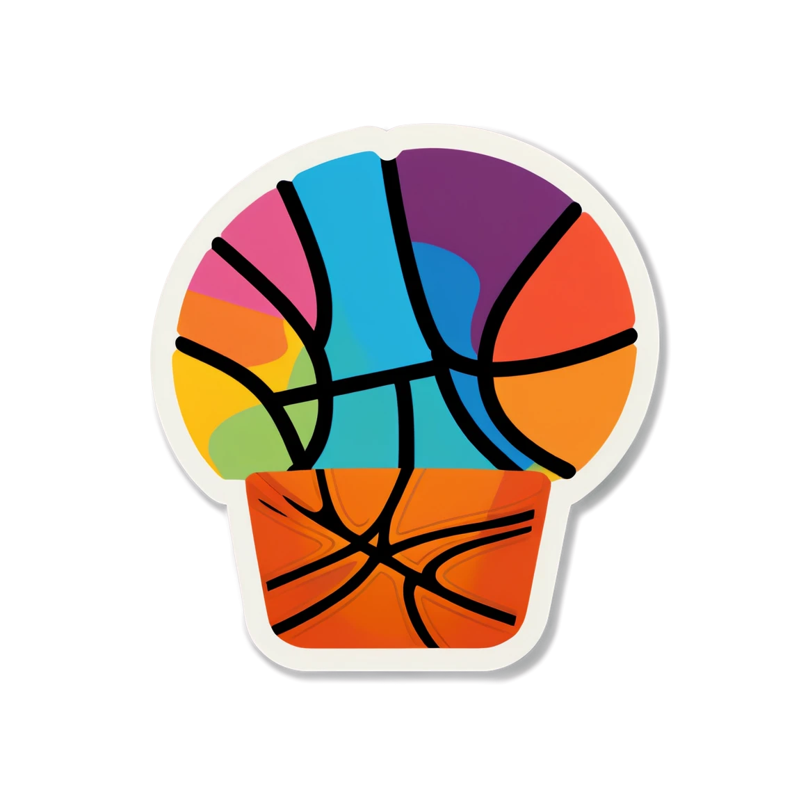 Colorful basketball sticker