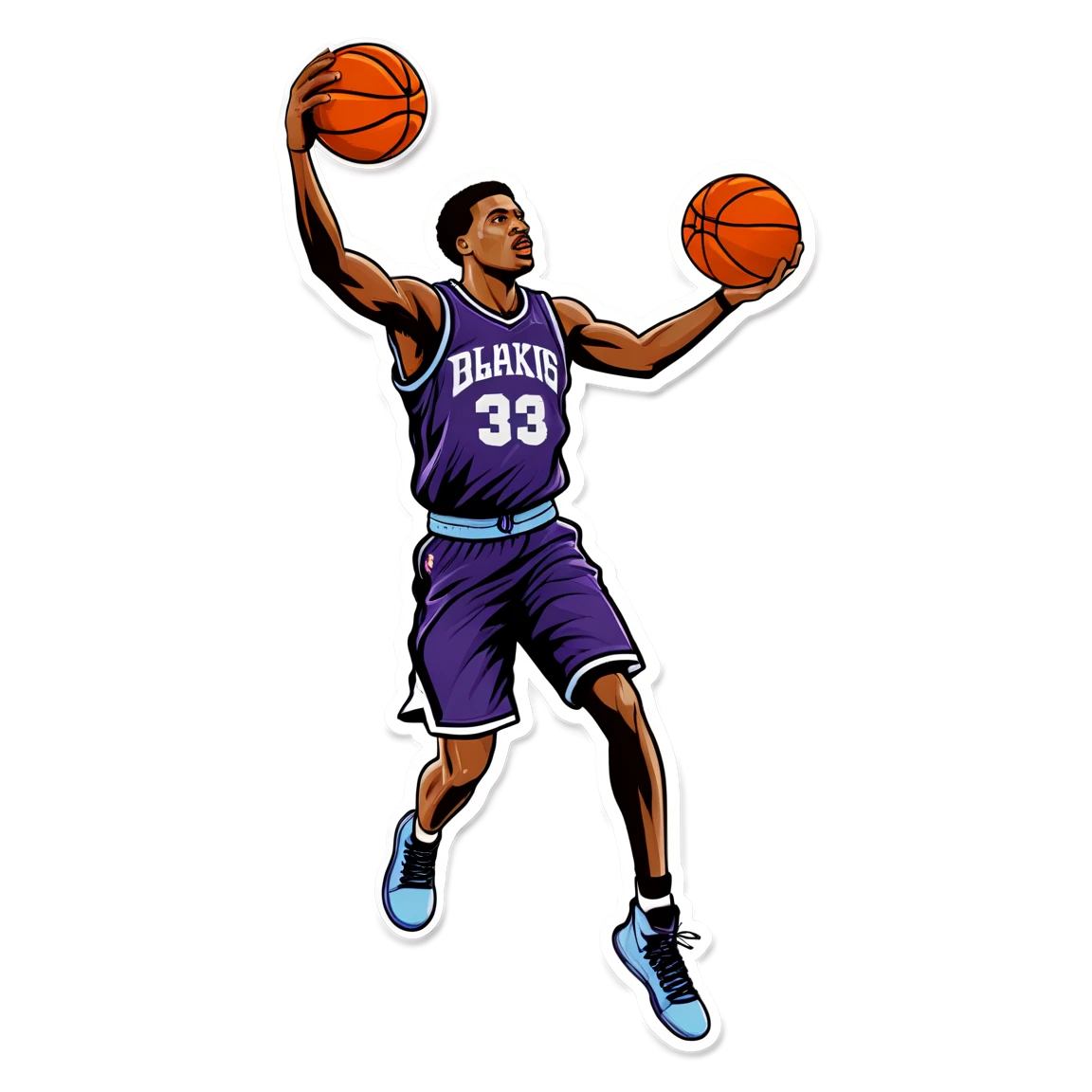 Basketball sticker with player dunking