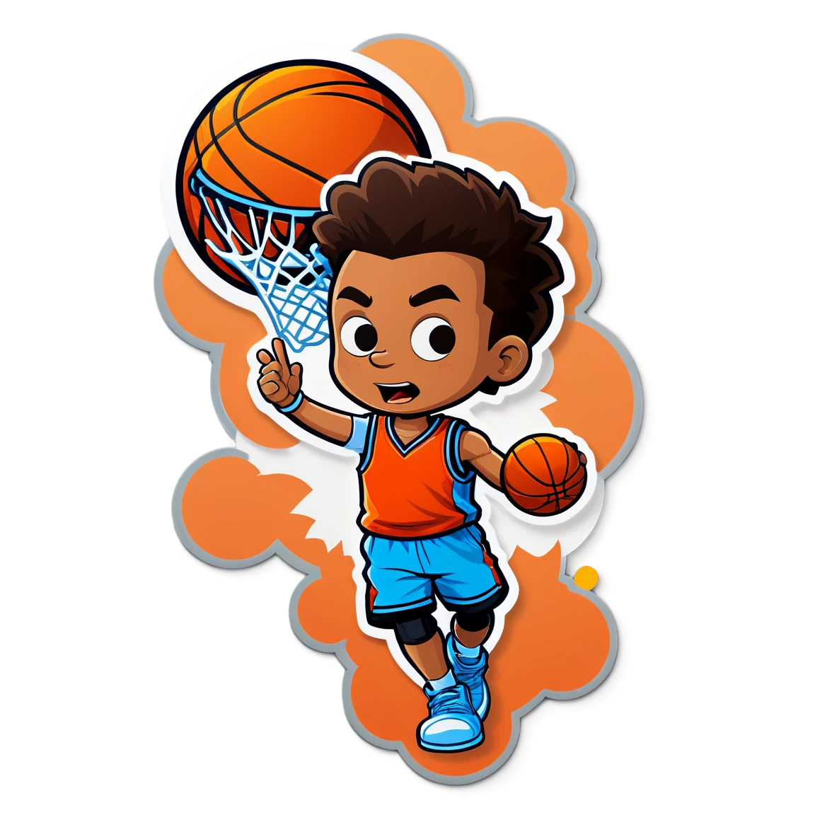 Cartoon basketball sticker