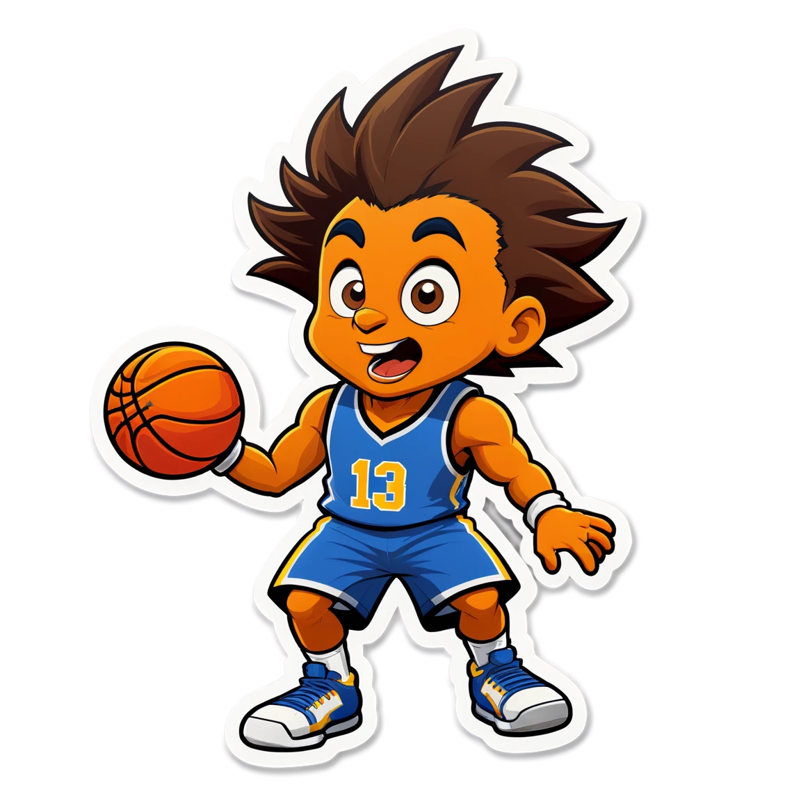 Basketball sticker with animated mascot