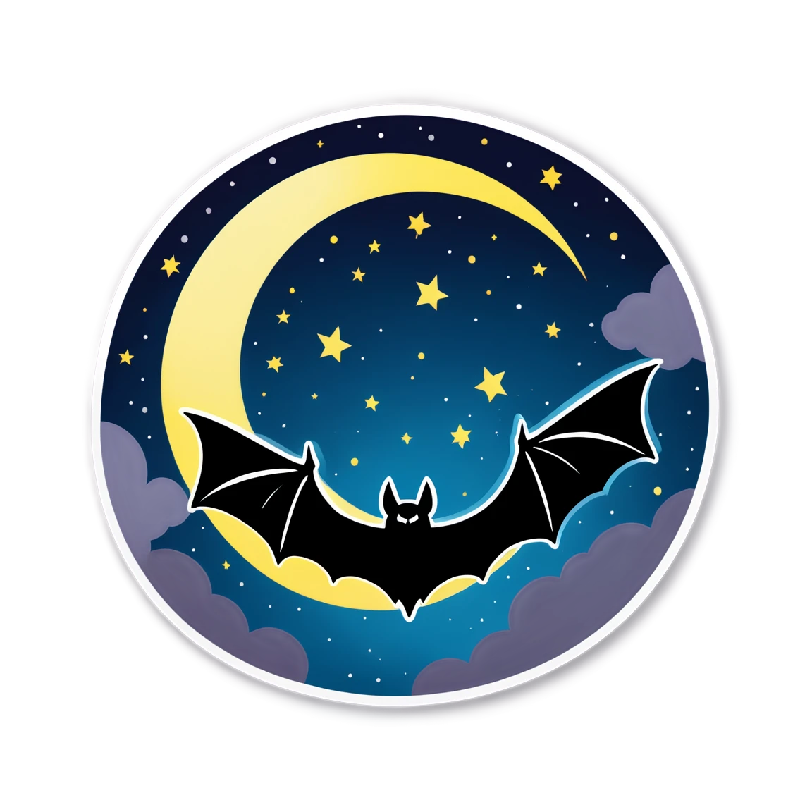 Bat with moon background, bat sticker