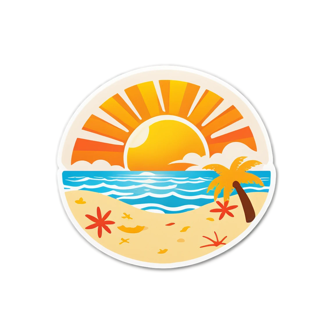 Beach with sun, beach sticker