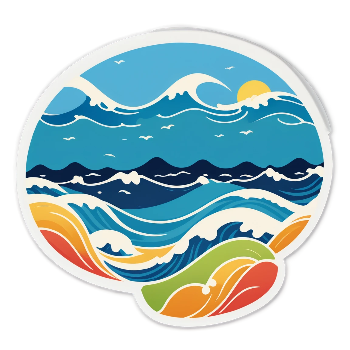 Beach with waves, beach sticker