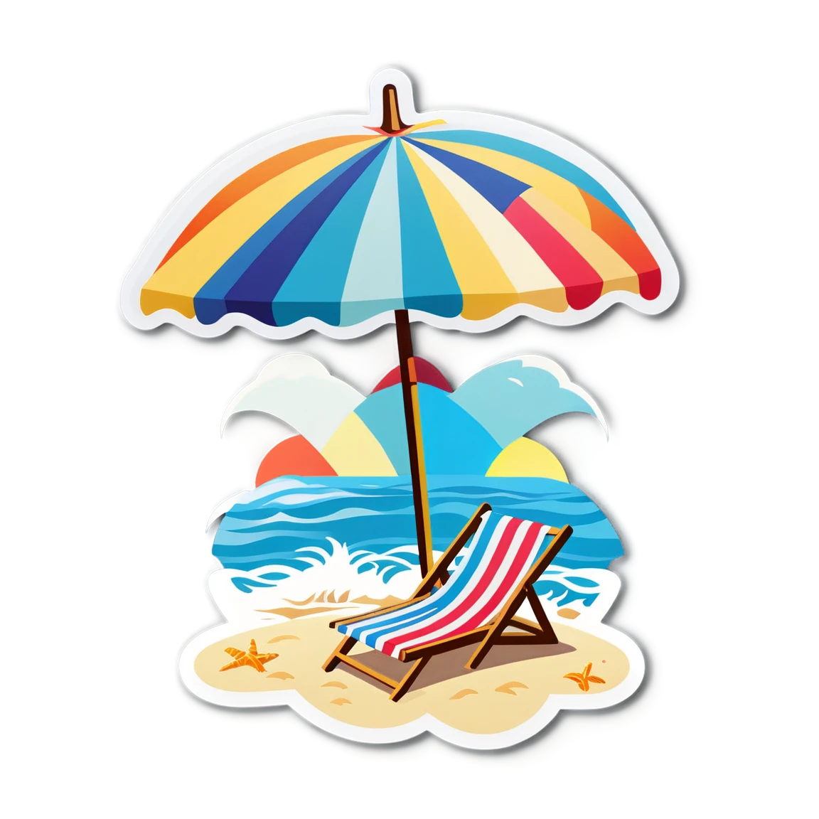 Beach with umbrella, beach sticker