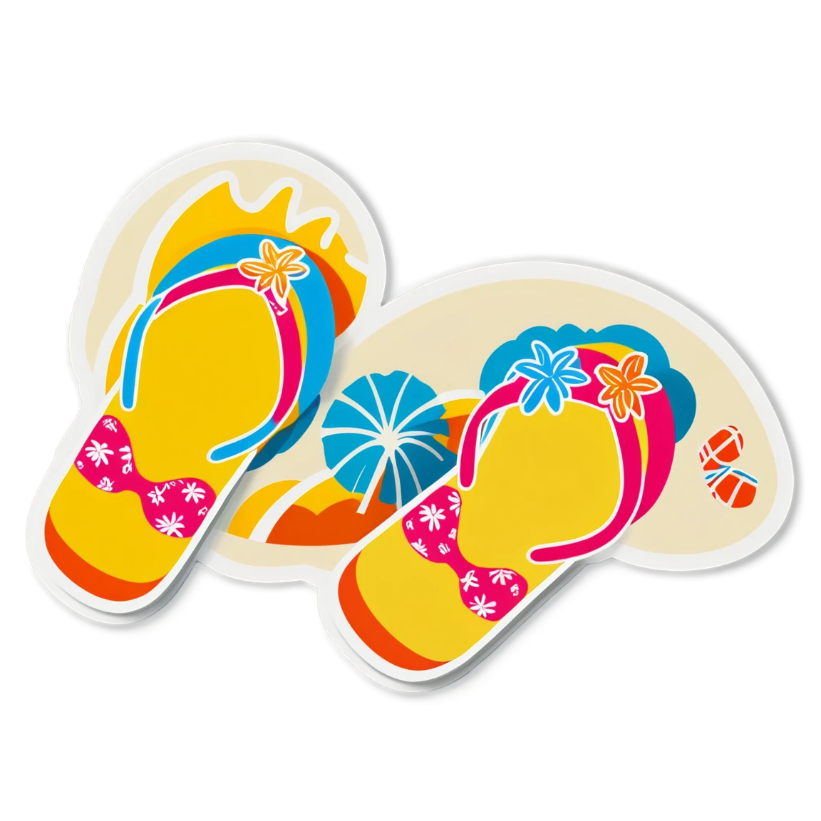 Beach with flip-flops, beach sticker