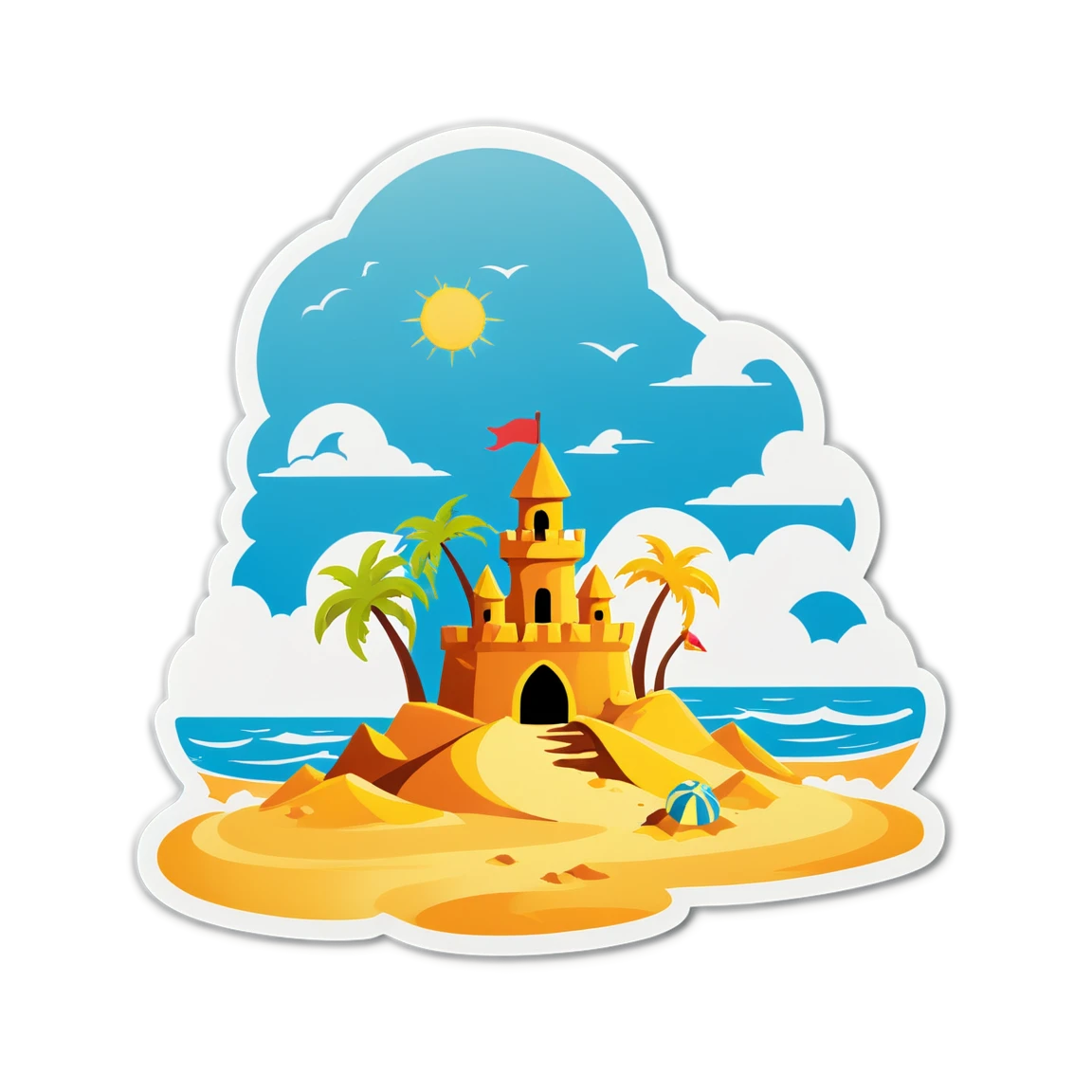 Beach with sandcastle, beach sticker