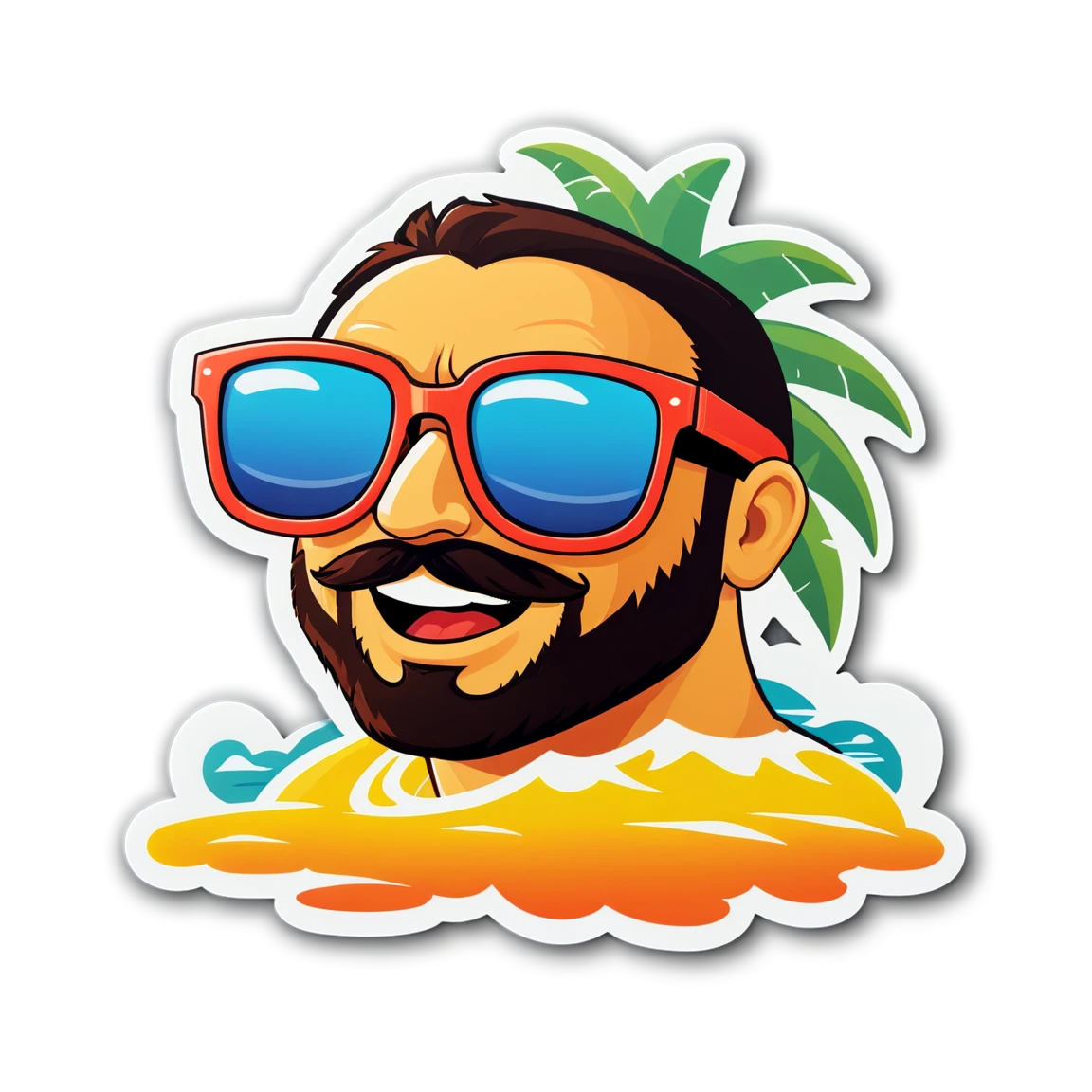 Beach wearing sunglasses, beach sticker