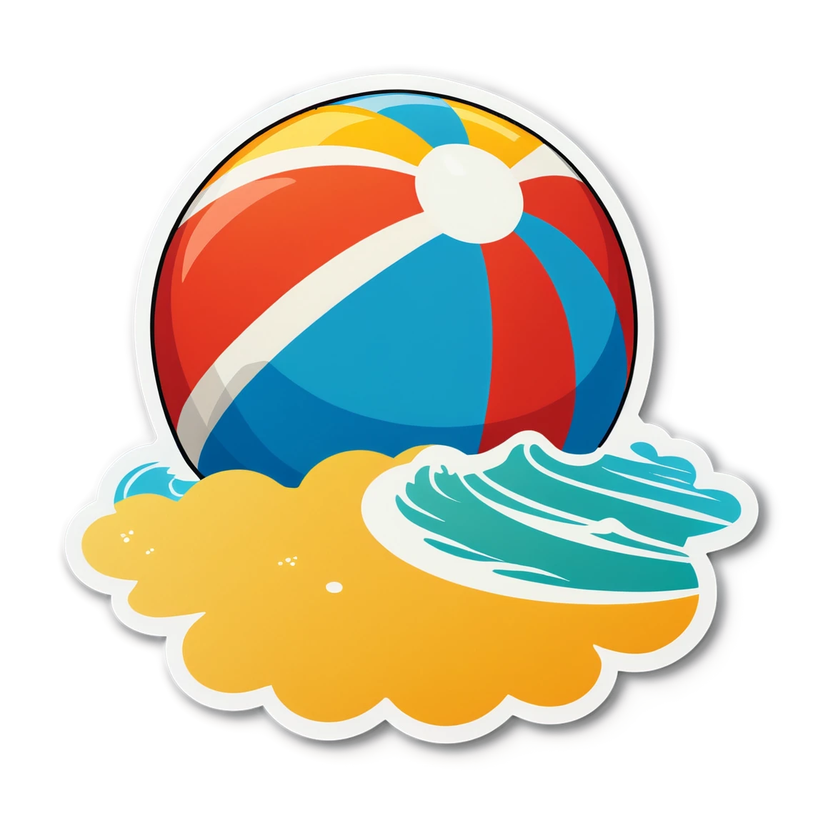 Beach with beach ball, beach sticker