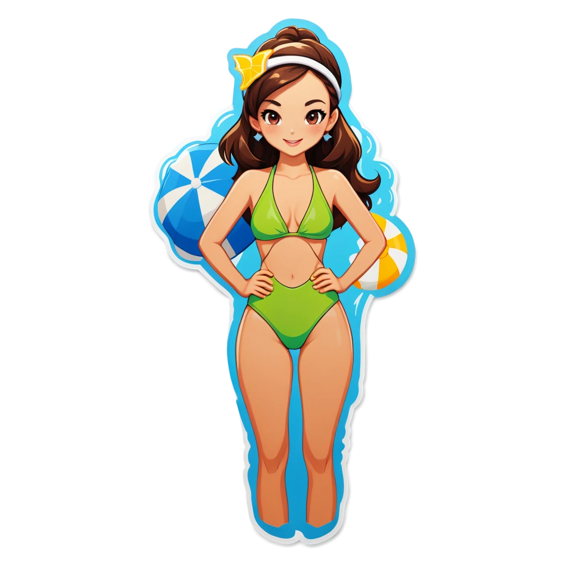 Beach wearing swimsuit, beach sticker