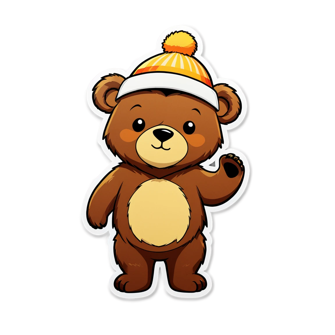 Bear wearing hat, bear sticker