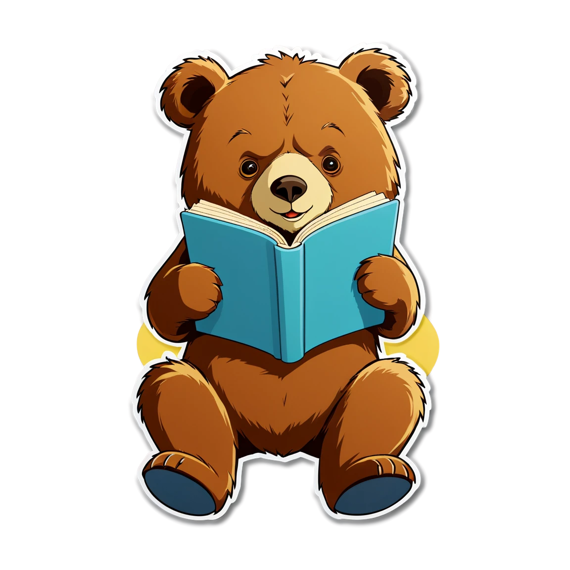 Bear reading book, bear sticker