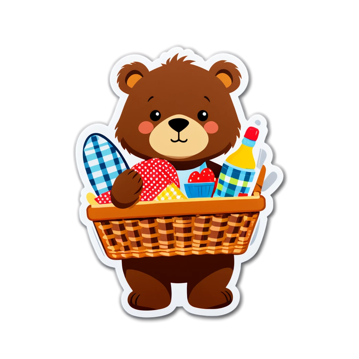 Bear with picnic basket, bear sticker