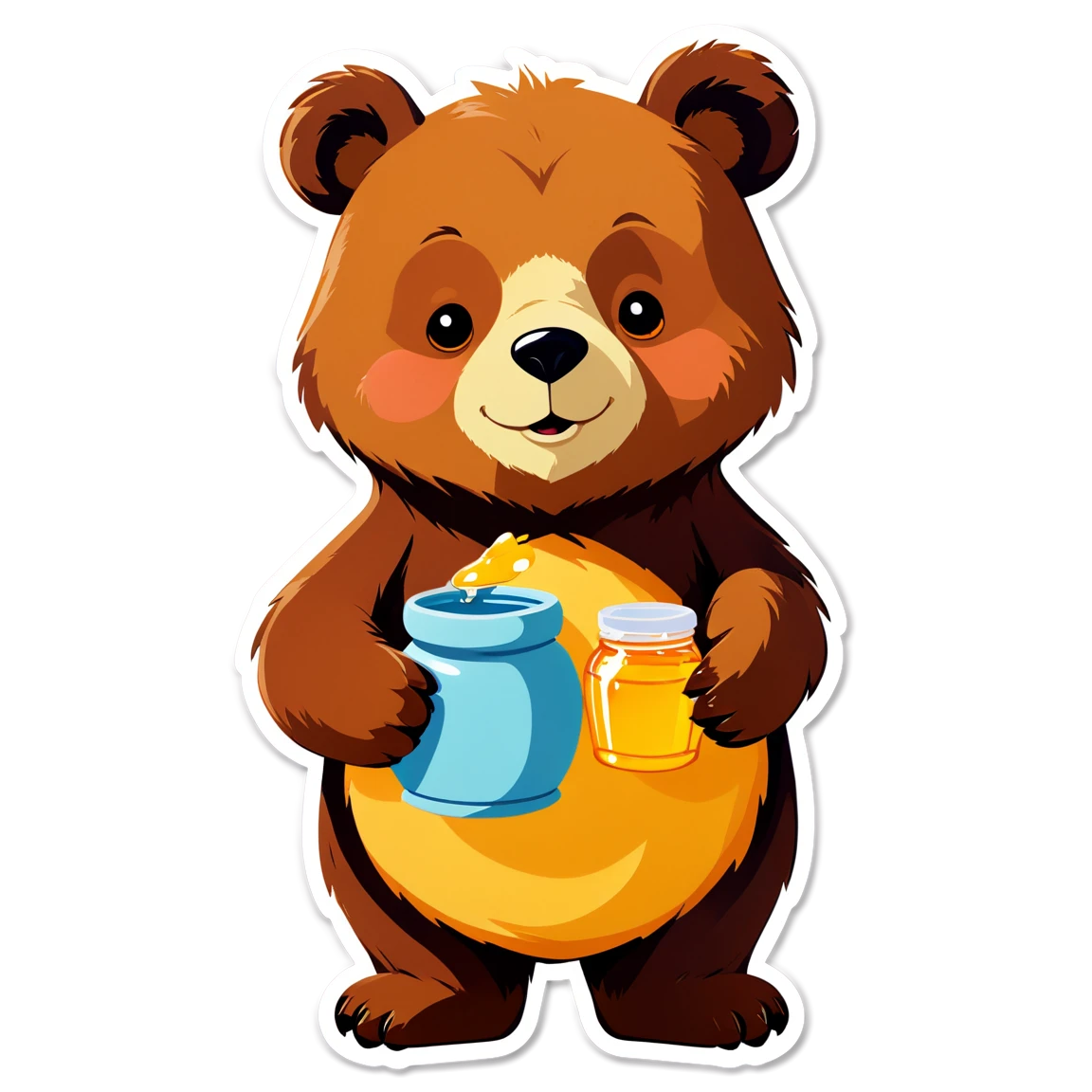 Bear holding honey pot, bear sticker