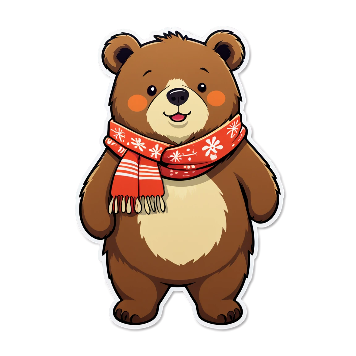 Bear wearing scarf, bear sticker