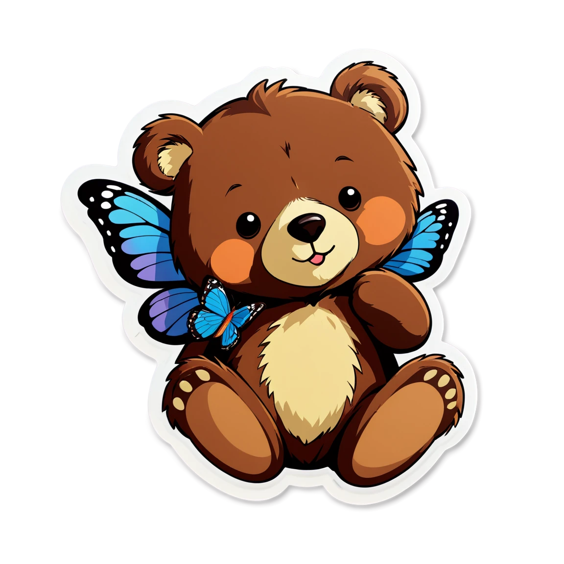 Bear with butterfly, bear sticker