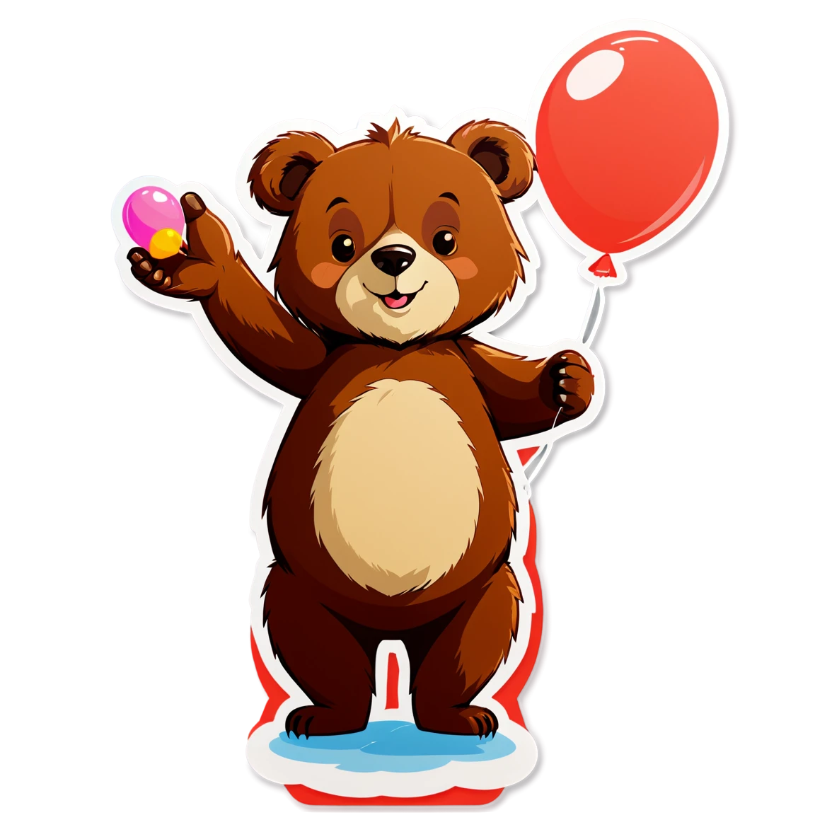 Bear holding balloon, bear sticker