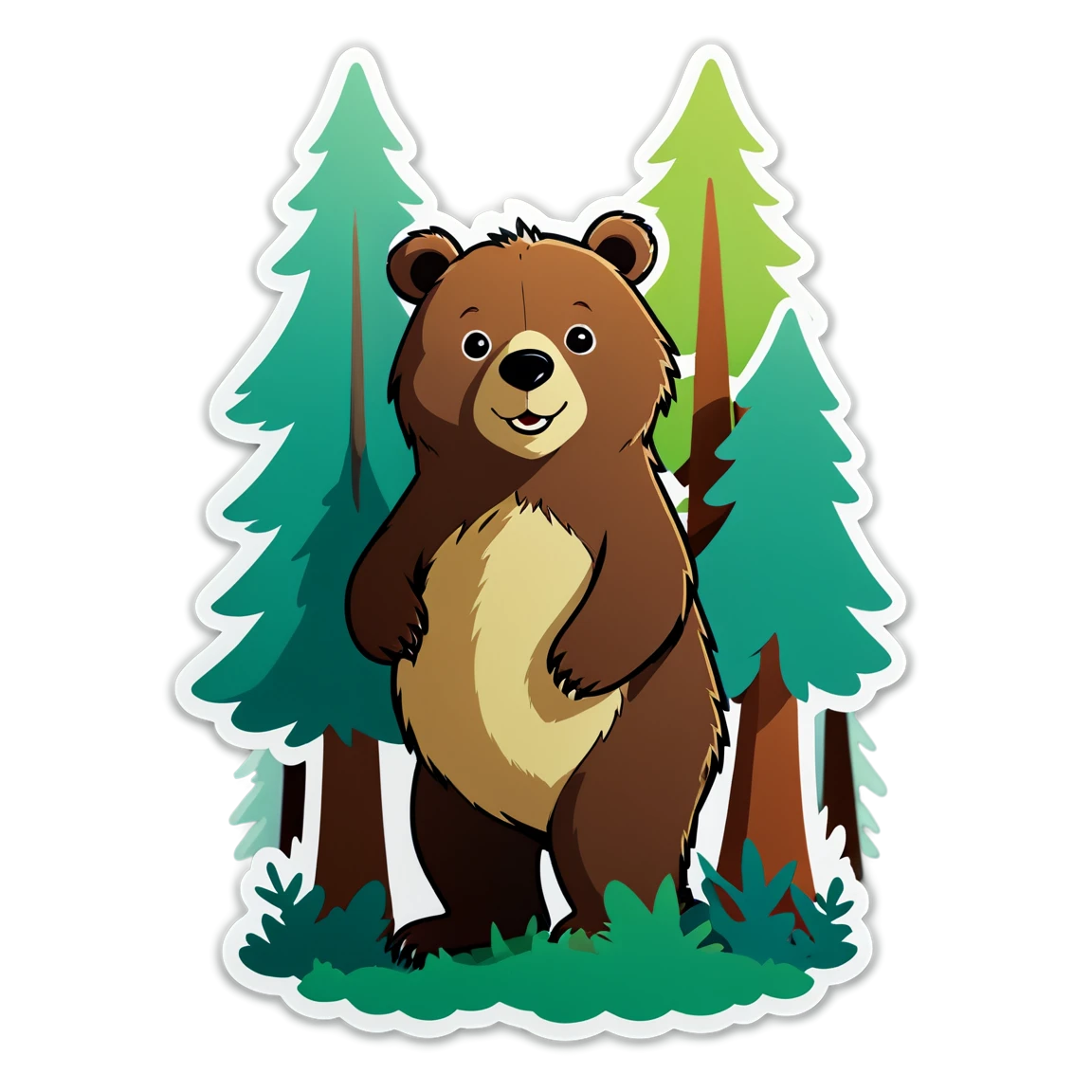 Bear in forest, bear sticker