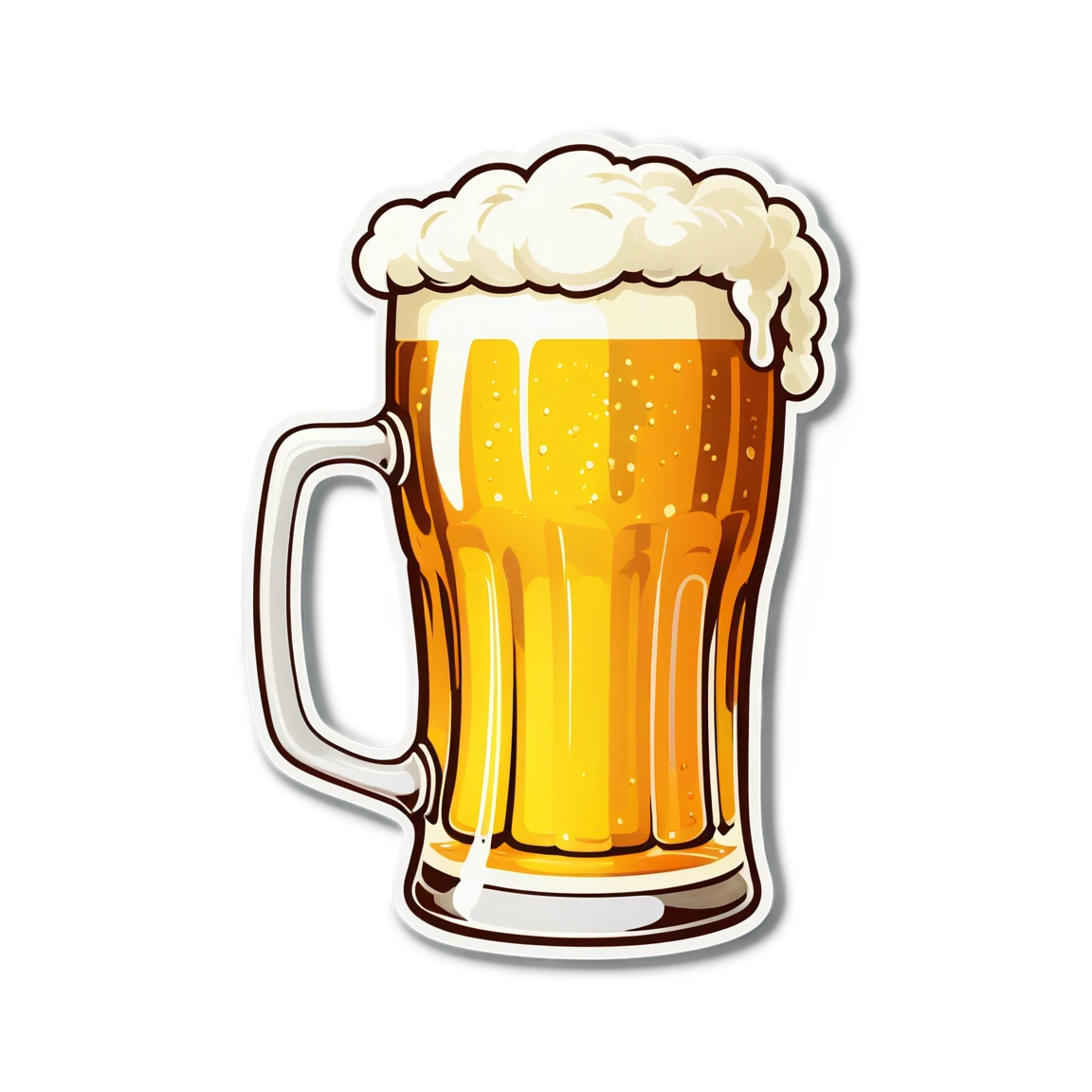 Beer with a beer mug, beer sticker