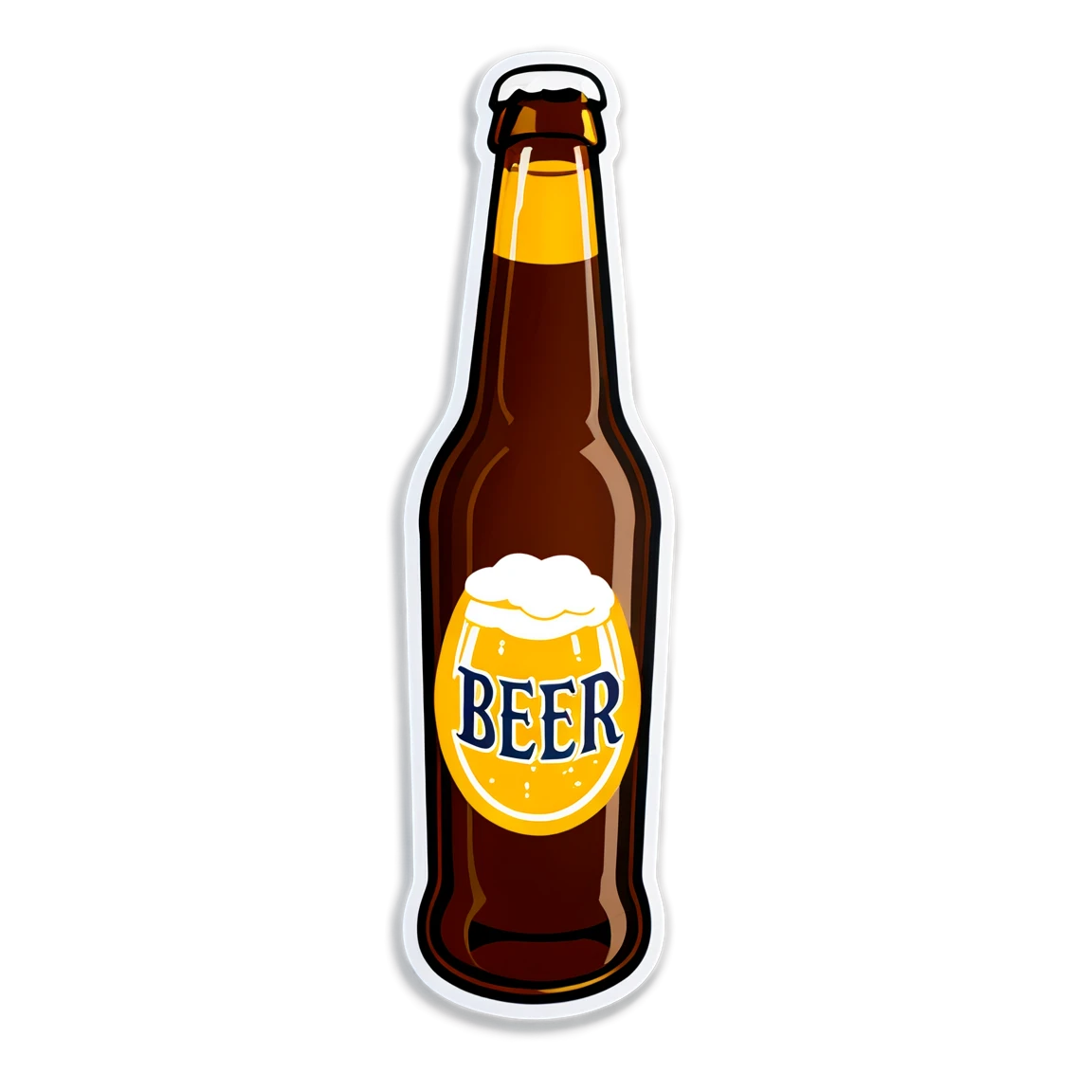 Beer with a beer bottle, beer sticker