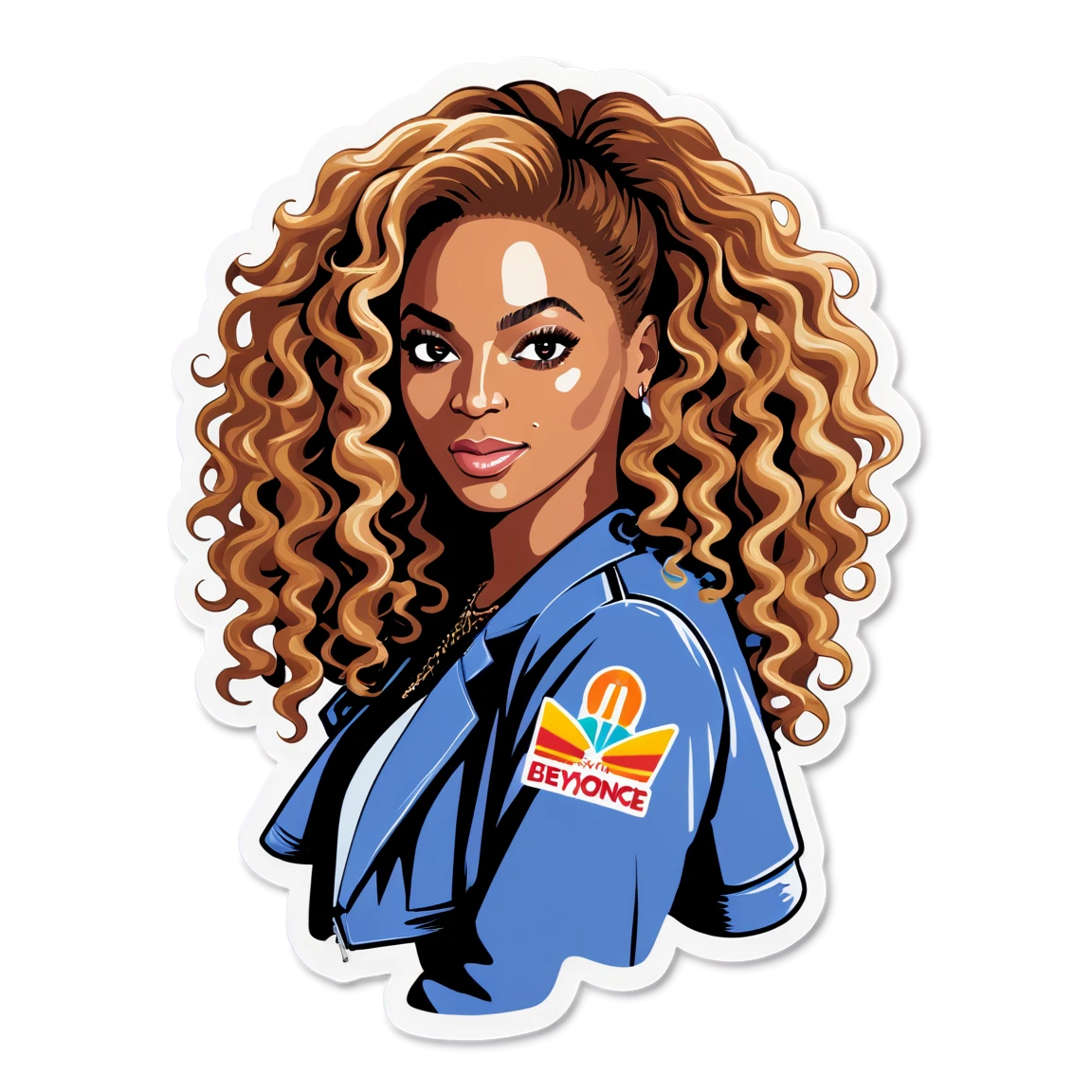 Beyoncé curly hair, singer sticker, Beyoncé sticker