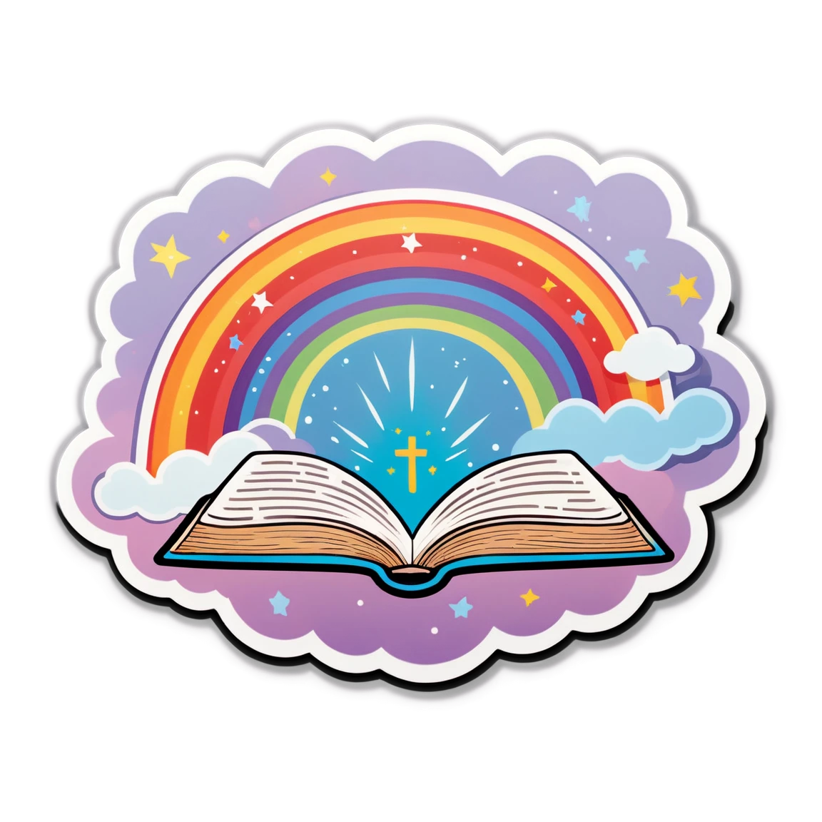 Bible with rainbow, Bible sticker, covenant sticker