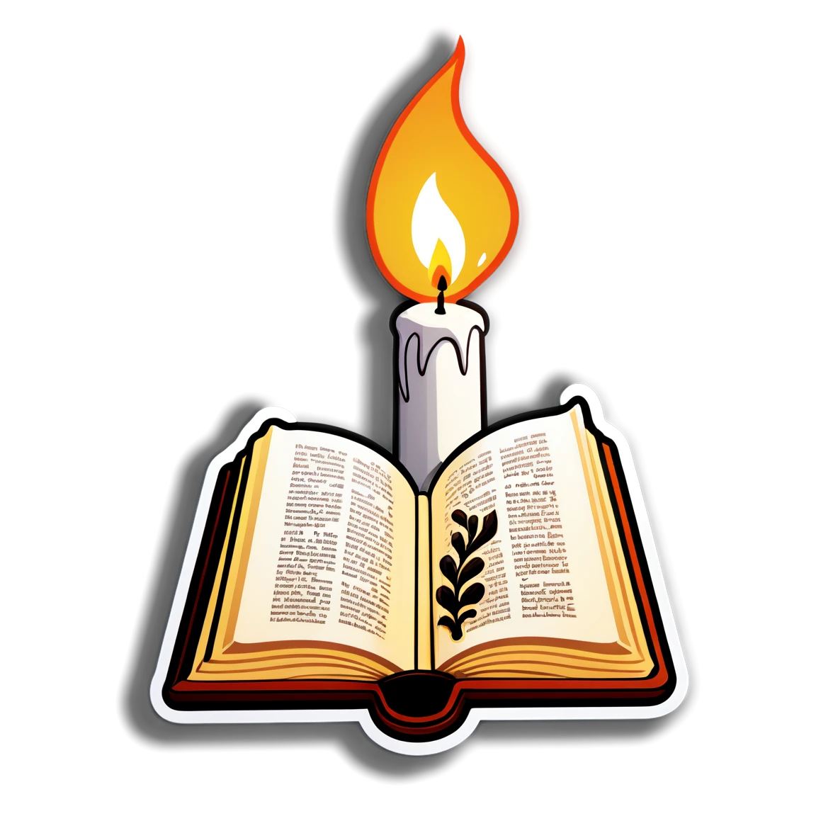 Bible with candle, Bible sticker, light sticker