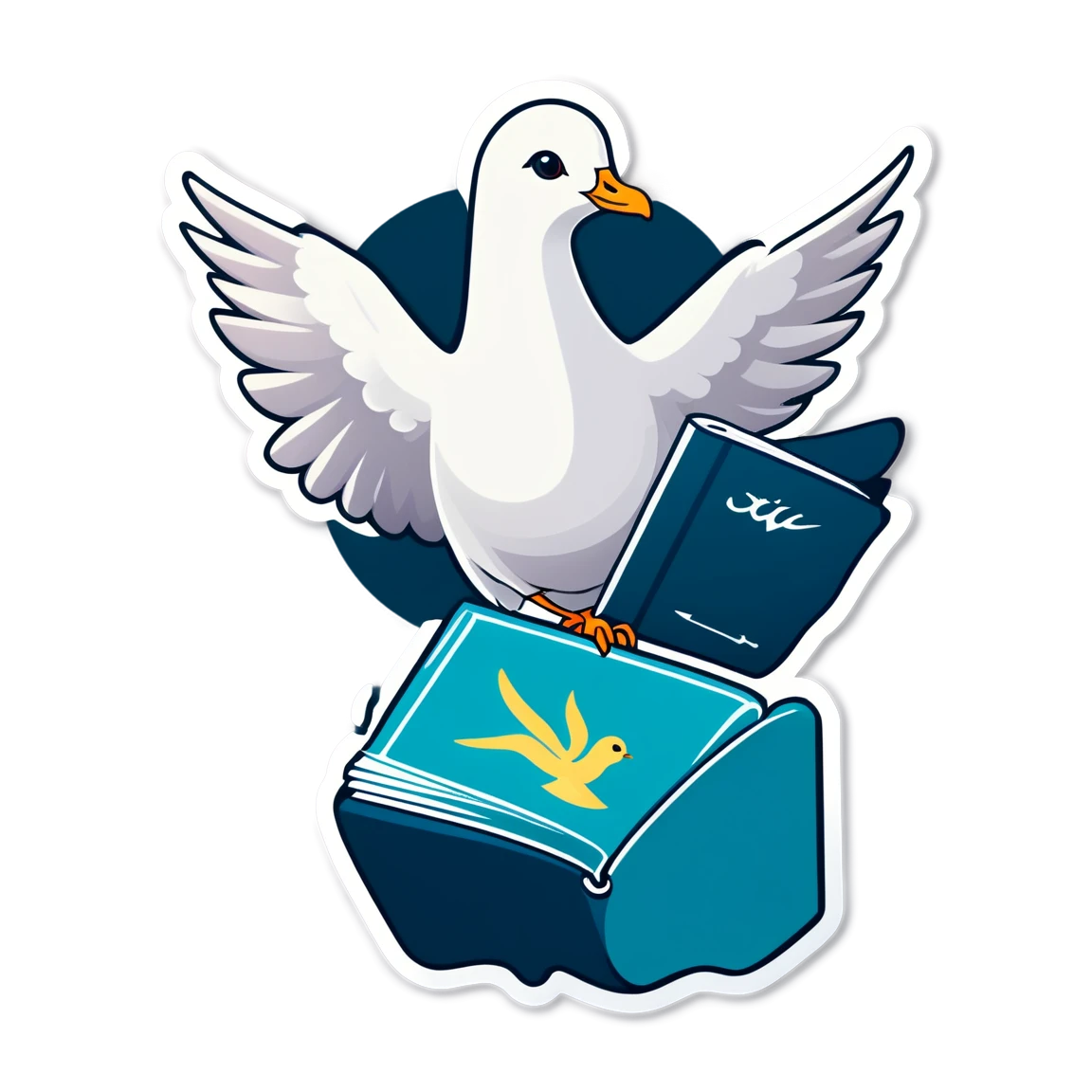 Bible with dove, Bible sticker, religious sticker