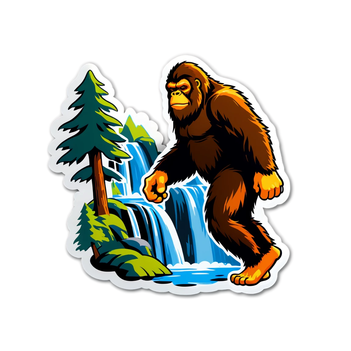 Bigfoot with a waterfall, Bigfoot sticker