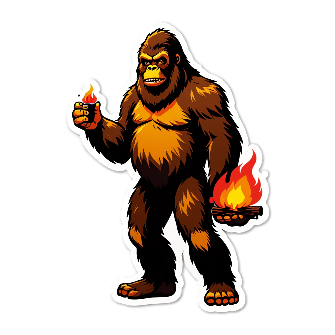 Bigfoot with a campfire, Bigfoot sticker