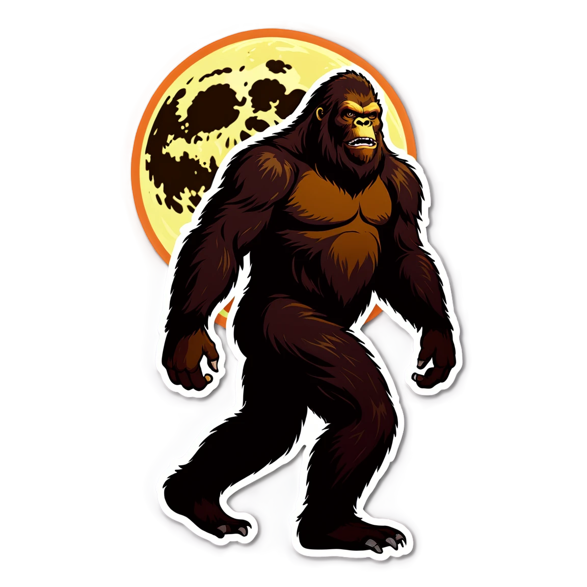 Bigfoot with a full moon, Bigfoot sticker