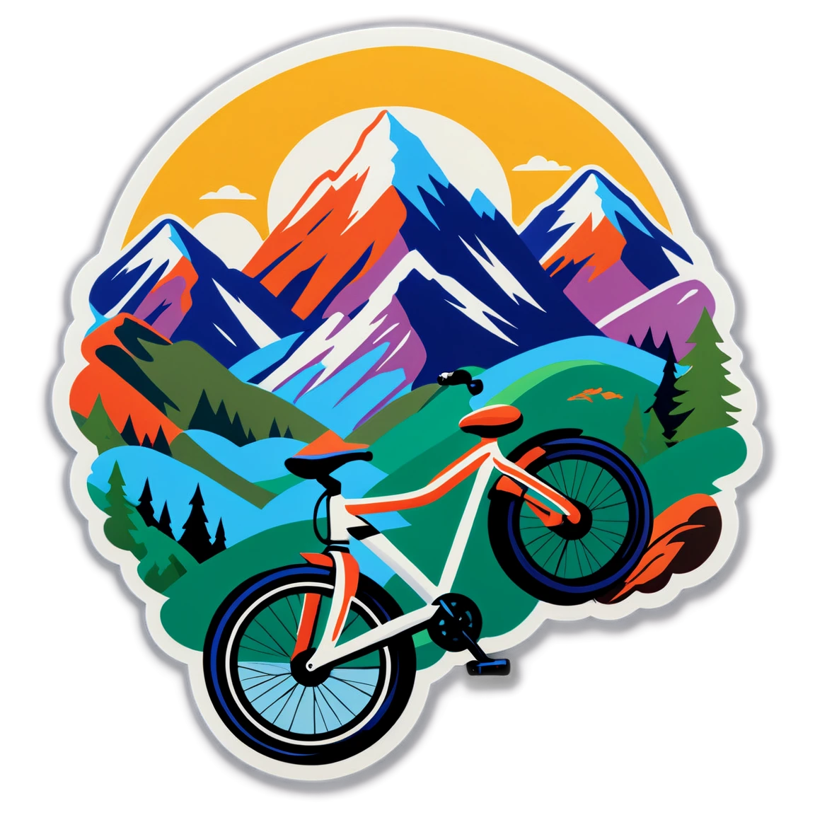 Bike sticker with mountains