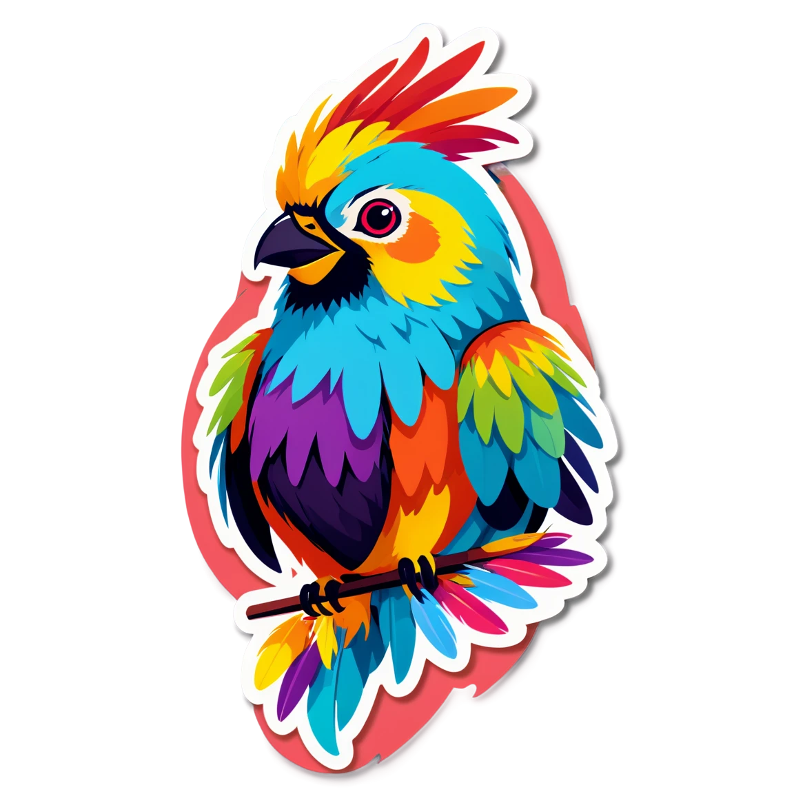 Bird with colorful feathers, bird sticker