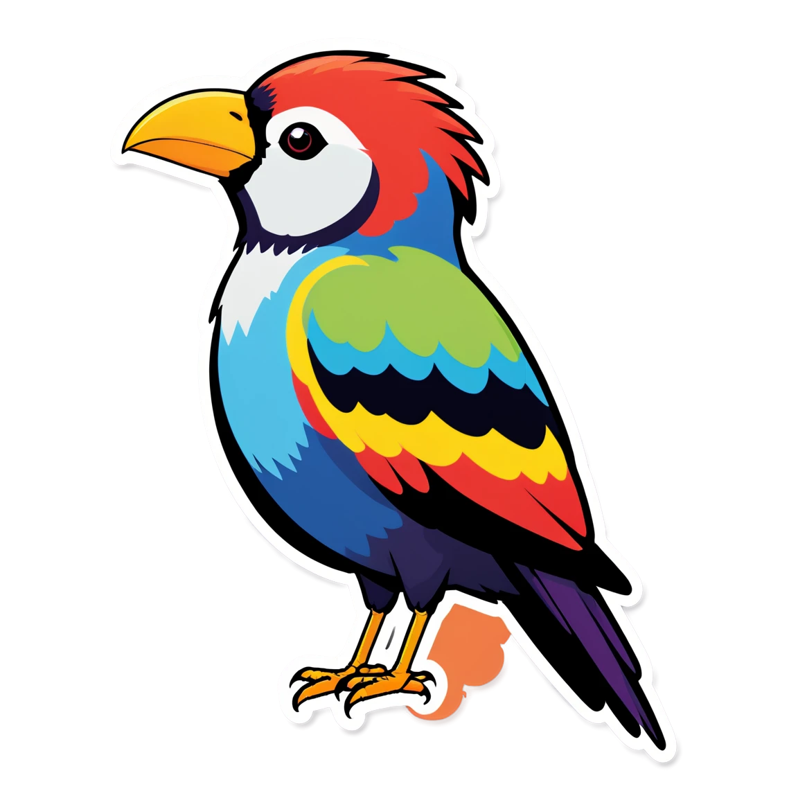 Bird with colorful beak, bird sticker