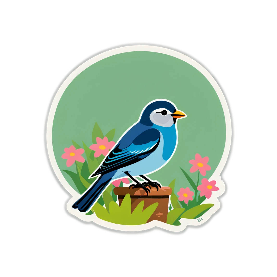 Bird in a garden, bird sticker